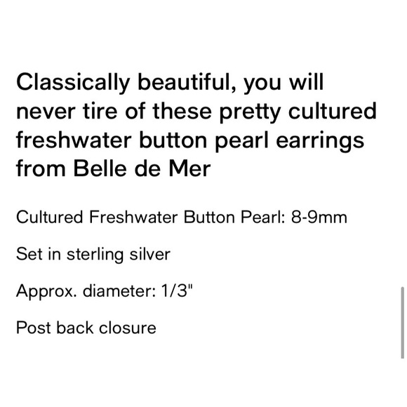 NWT | Belle de Mer Cultured Freshwater Button Pearl Earrings ❤️ - Picture 3 of 5